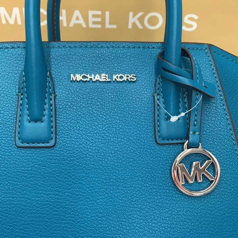 Michael Kors Avril Small Leather Top-Zip Satchel Lagoon color - Picture 9 of 16